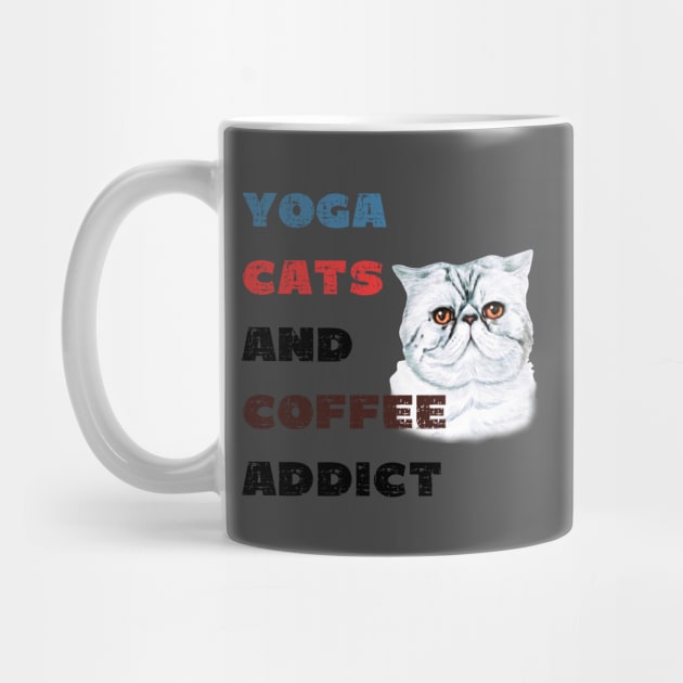 Yoga cats and coffee addict funny quote for yogi by Red Yoga